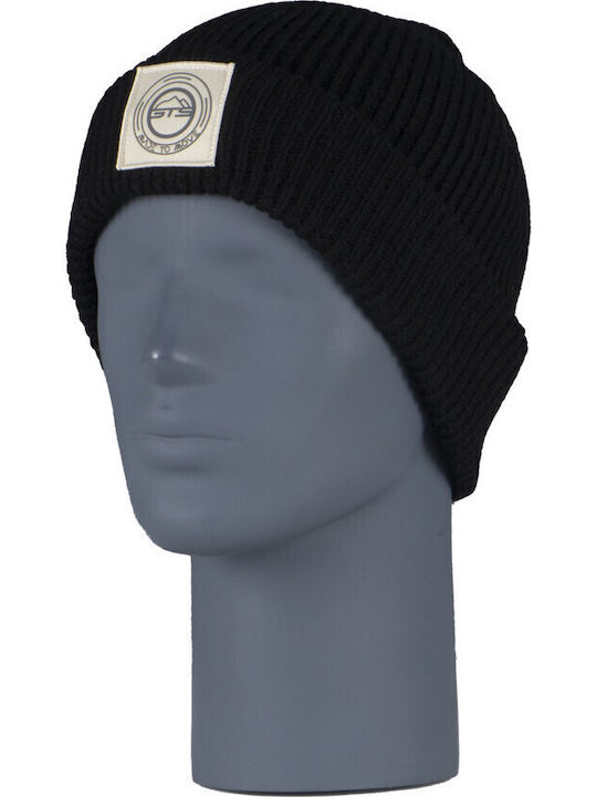 Beanie Unisex Căciulă cu Tricotaj Rib în culoarea Negru
