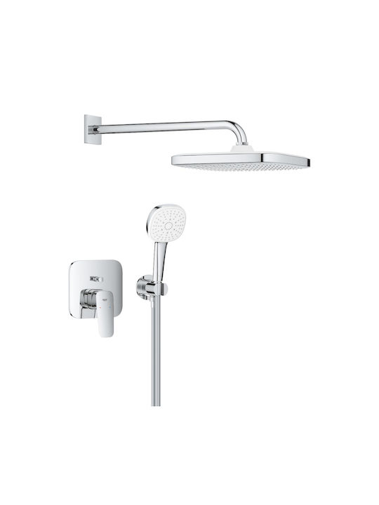 Grohe Σετ Μίκτης & Κεφαλή Ντουζ Εντοιχισμού για Ντουζιέρα 2 Εξόδων Ασημί 4067393050285