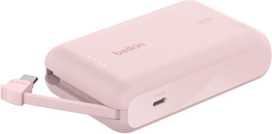Belkin BoostCharge Power Bank 10000mAh 20W με Θύρα USB-C Ροζ