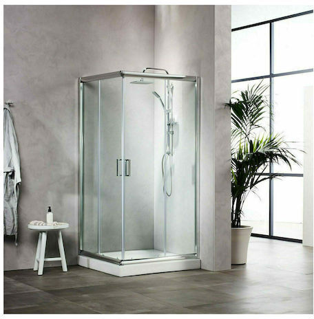 Tema Καμπίνα Ντουζιέρας με Συρόμενη Πόρτα 72x72x180cm Clear Glass Chrome