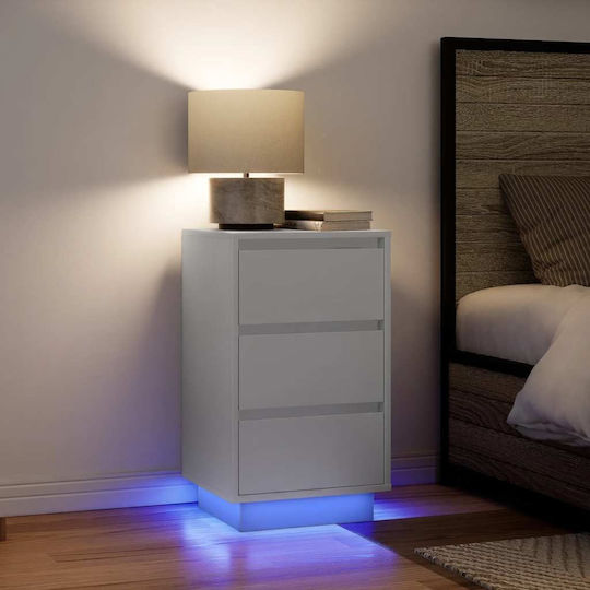 White Wooden Bedside Table 38x34x65cm