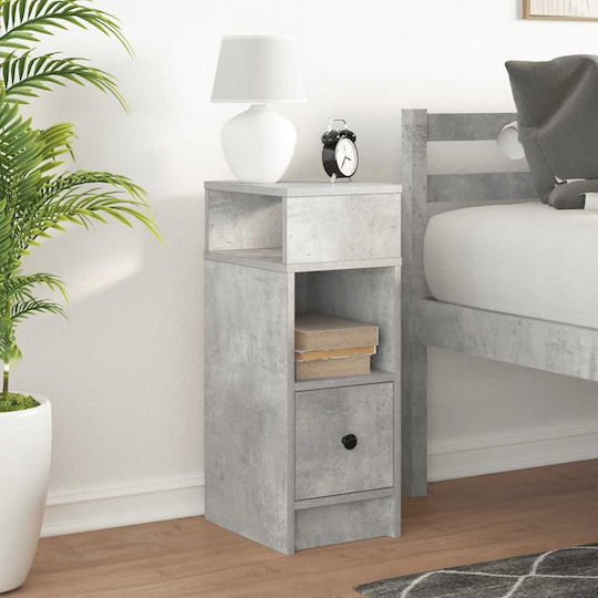 Grey Wooden Bedside Table Concrete 25x31x66cm