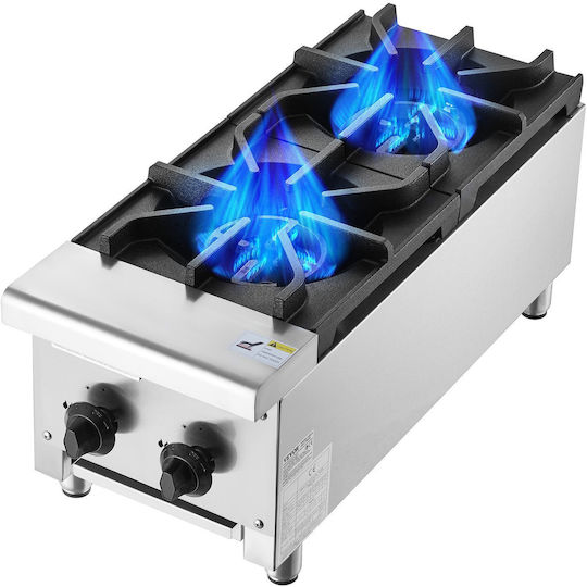 Vevor Commercial Gas Stove 2 Burners Cooking Countertop Cooking Stove Kitchen