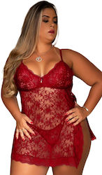 Γυναικείο Εσώρουχο Babydoll Plus Size Σετ-κόκκινο Κόκκινο