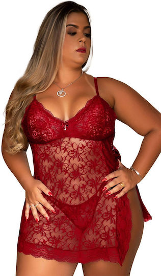 Damen Dessous Babydoll Set in Übergröße - Rot