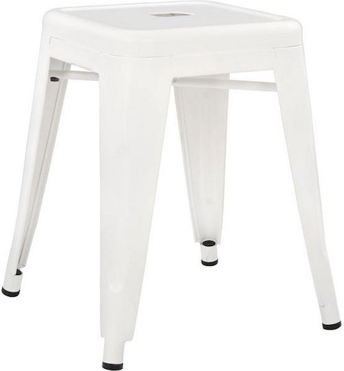 Металик Градински Табурет Екстериор Melita Milk White 37x37x45см