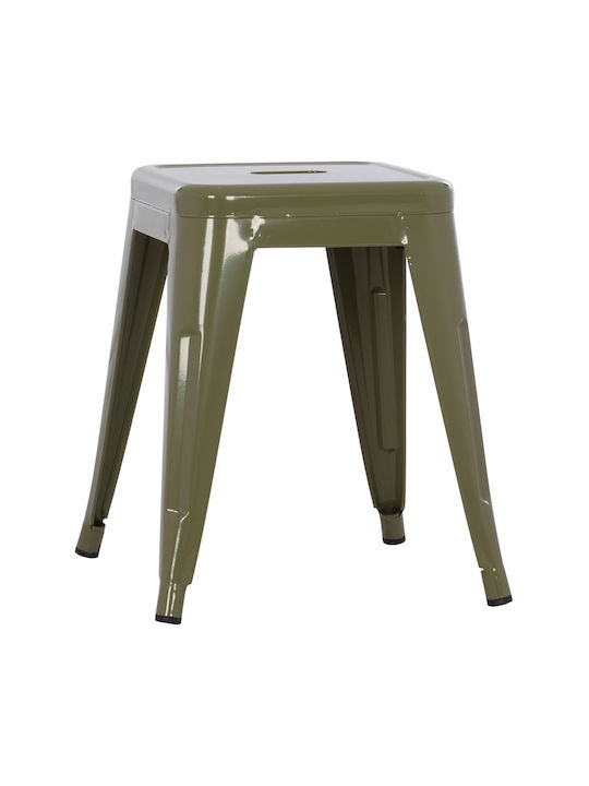 Metallic Garden Stool Melita Dark Olive 37x37x45cm
