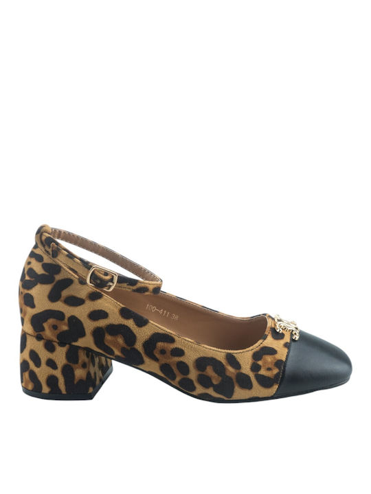 Plato Brown Heels Animal Print