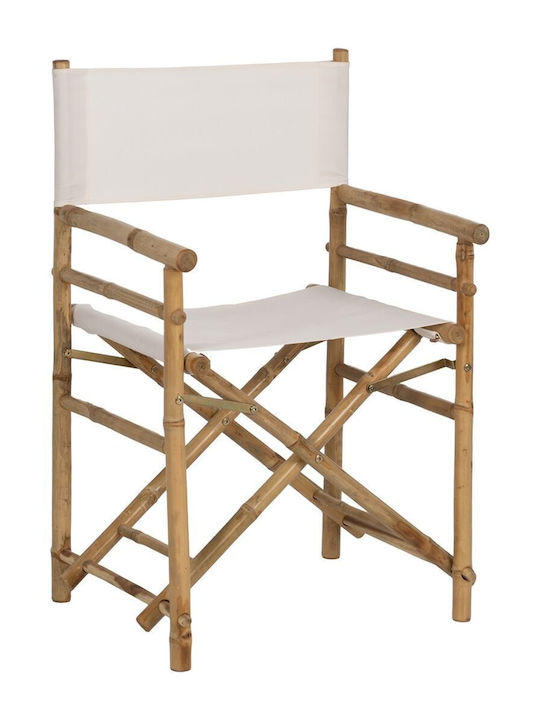 Director's Chair Bamboo White 1pcs 58x46x90cm.