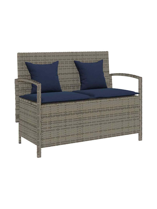 Bench Outdoor Rattan with Chest and Pillows