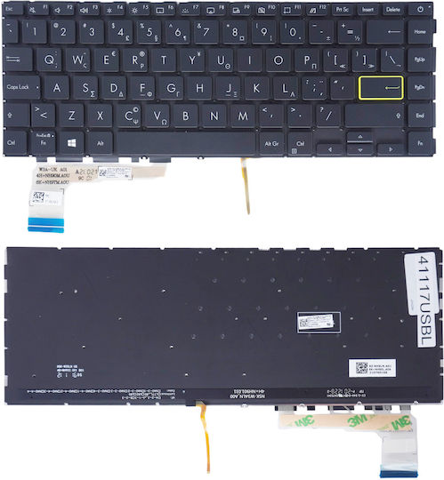 Laptop-Tastatur Asus Vivobook S14 S435 S435ea S435e X435 X435ea 9z.nh9bu.a0q Nsk-w3abu 90nb0su1-r30us0 US Ohne Rahmen Hintergrundbeleuchtung Schwarz Code 41117usbl