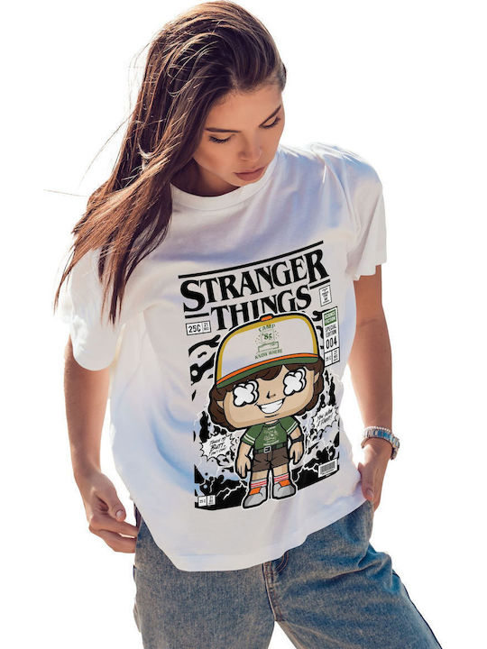 Stranger Things Dustin Pop Culture White T-shirt