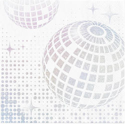 Χαρτοπετσέτες Disco Party Ασημί 10τμχ
