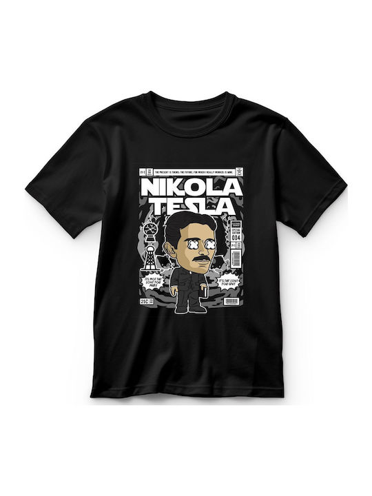Παιδικό T-shirt Black Nikola Tesla