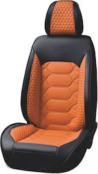 Set Universal Car Seat Covers Black Orange Eco-leather Front Back