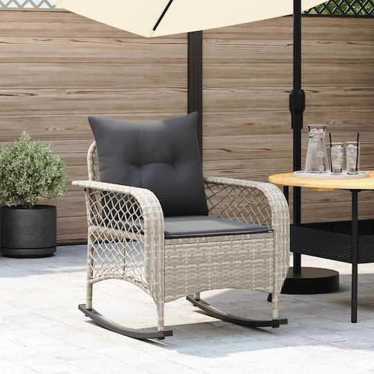 Rocking Chair Rattan Grey with Cushion 50x60x98cm