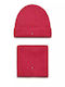 Flag Kids Beanie Set with Scarf Knitted Fuchsia