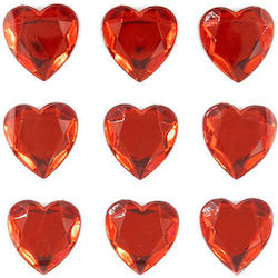 Red Plastic Heart Stickers 9pcs