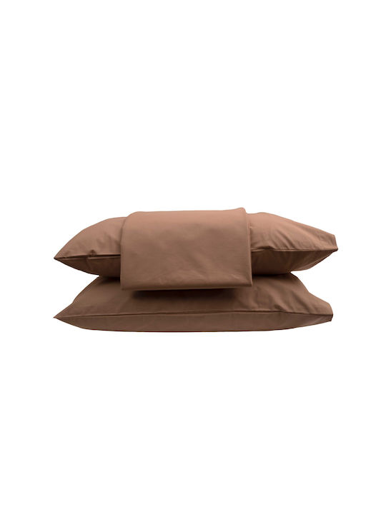 Epavlis Homeware Sheet Super-Double with Elastic 160x200+30cm. Σχ.0600 Mocca