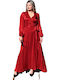 Rochie Maxi de Seara Satin Wrap-Around Roșie