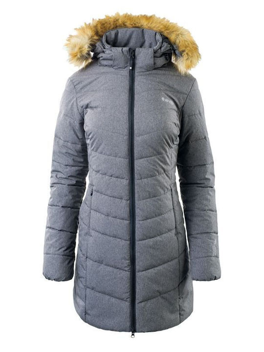 Lady Lang Damen Puffer Jacke für Winter Gray