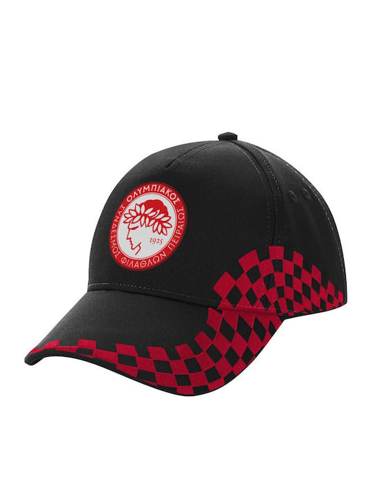 Olympiacos Adult Cap Ultimate Black Red Racing 100% Cotton Drill Adult Unisex One Size