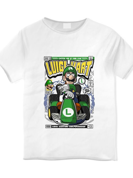 Kids' T-shirt White Luigi Karting