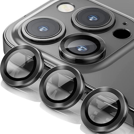 iPhone 16 Pro 16 Pro Max 3 Stück Rückkameraobjektiv 9H Panzerglas Schwarz OEM