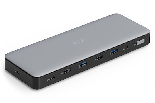 Digitus USB-C Docking Station with HDMI/DisplayPort 4K PD Ethernet and Support for 3 Monitors Gray (DA-70918)