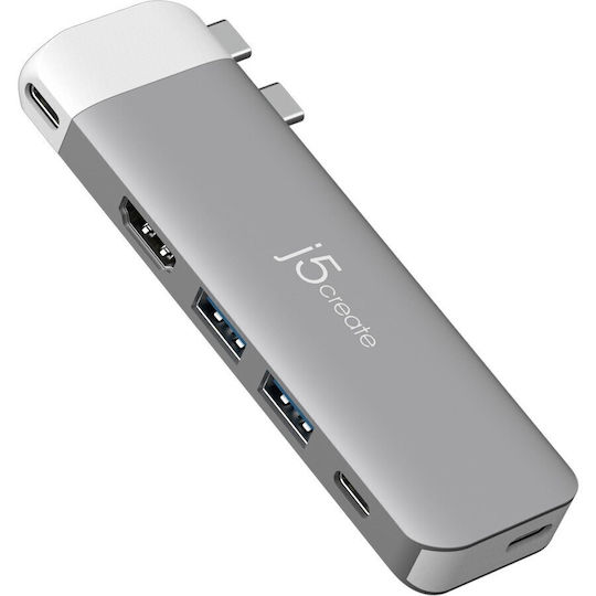 J5create JCD394 USB-C Docking Station με HDMI 4K PD Γκρι