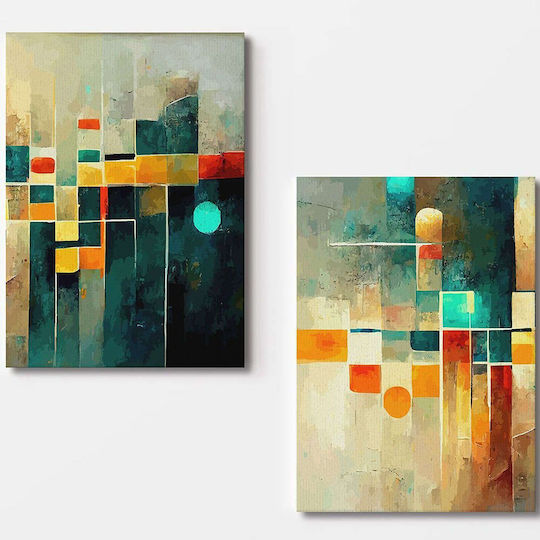 Set de Picturi pe Pânză 2 buc 910nvt1278 70x100cm Multi Wallity Vertical Lemn Pânză