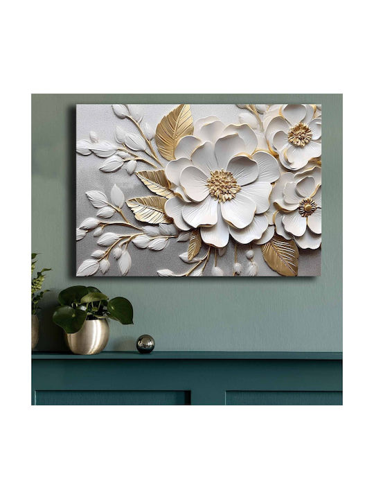 Πίνακας Καμβάς 895fna1207 100x70cm White-gold Wallity Οριζόντιοι Ξύλο Καμβάς