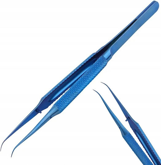 Precise Titanium Bent Tweezers Bt-15 Blue