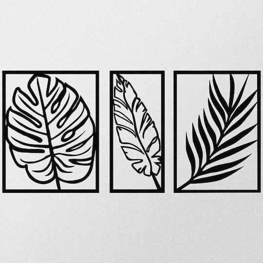 Wallity Decorative Black Leaf Silhouette Made of Metal 80x38cm