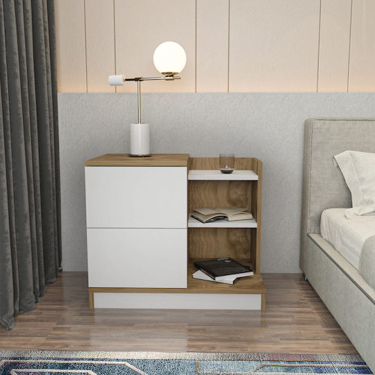 Bedside Table Rena Wooden Brown 72x45x60cm