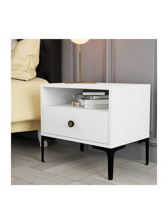 Lizbon Bedside Table Wooden White 56x40x50.8cm
