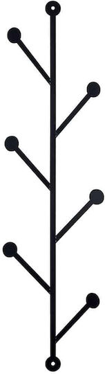 Wallity Wall Hanger Metal 6 Hooks Black 25x94cm