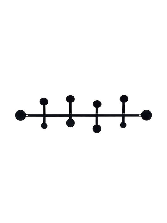 Wallity Wall Hanger Metal 4 Hooks Black 70x22x22cm