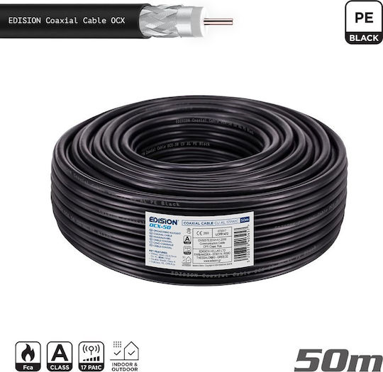 Edision Coaxial Cable Ocx-50 Cu Al Fca Pe Black 50m