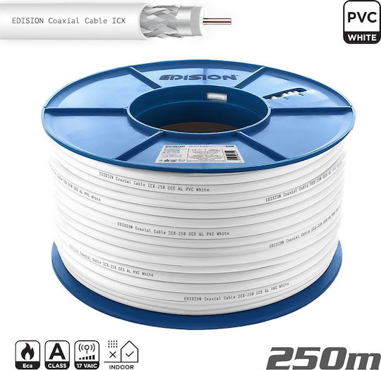 Edision Καλωδιο Coaxial Icx-250 Ccs Al Eca Pvc Λευκό 250m