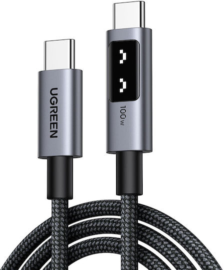 Ugreen LED USB 2.0 Cable USB-C male - USB-C 100W PD Μαύρο 2m 35512