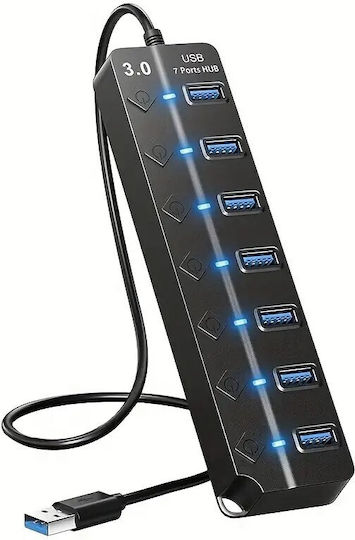 USB Hub 7 Ports USB 3.0 with USB-A Connection Gray