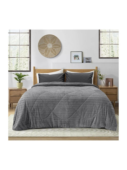 Lino Home Bettbezug Großes Doppelbett 220x240cm Stacy Grey 800 GSMGsm