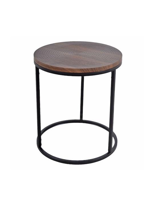 Round Side Table from Solid Wood Black L40xW40xH45cm.