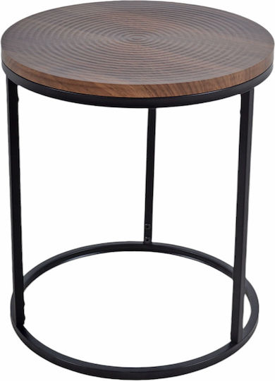 Rundes Beistelltisch aus Massivholz Schwarz M40xL40xH45cm