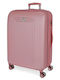Movom Large Hard Pink Suitcase with 4 Wheels Height 80cm