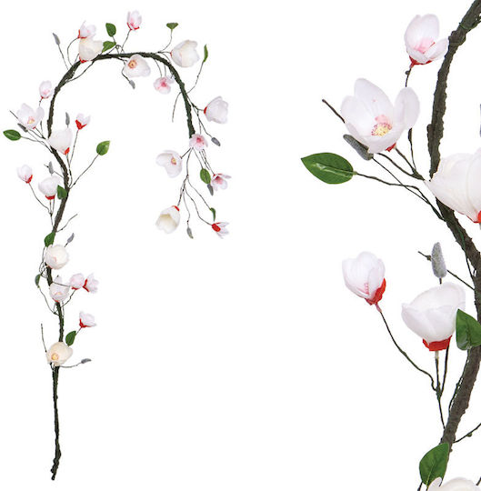 Girlande Weiß Rot Magnolia X18 Blumen L240cm 100/Stück