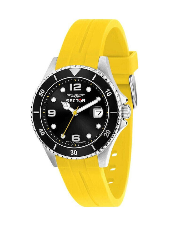 Sector Men's Watch Battery with Yellow Rubber Strap