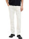GLENN Men's Jeans Pants Elastic with Slim Fit White