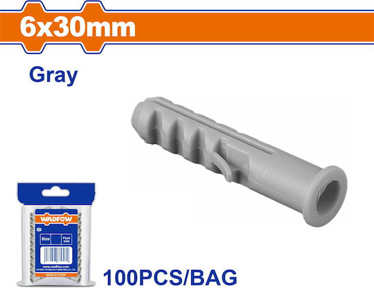 Ancoră din plastic Wadfow Pe șaibă universală 6x30mm 100 bucăți Wxtc911